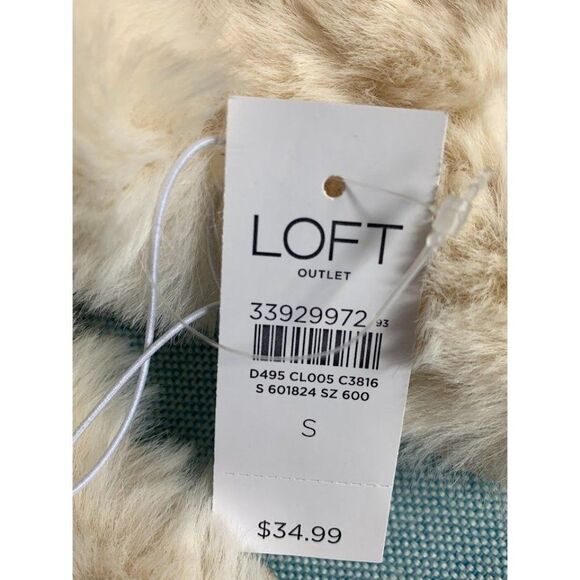 Loft Ivory Faux Fur Slippers Size Small 5/6 - Picture 2 of 4